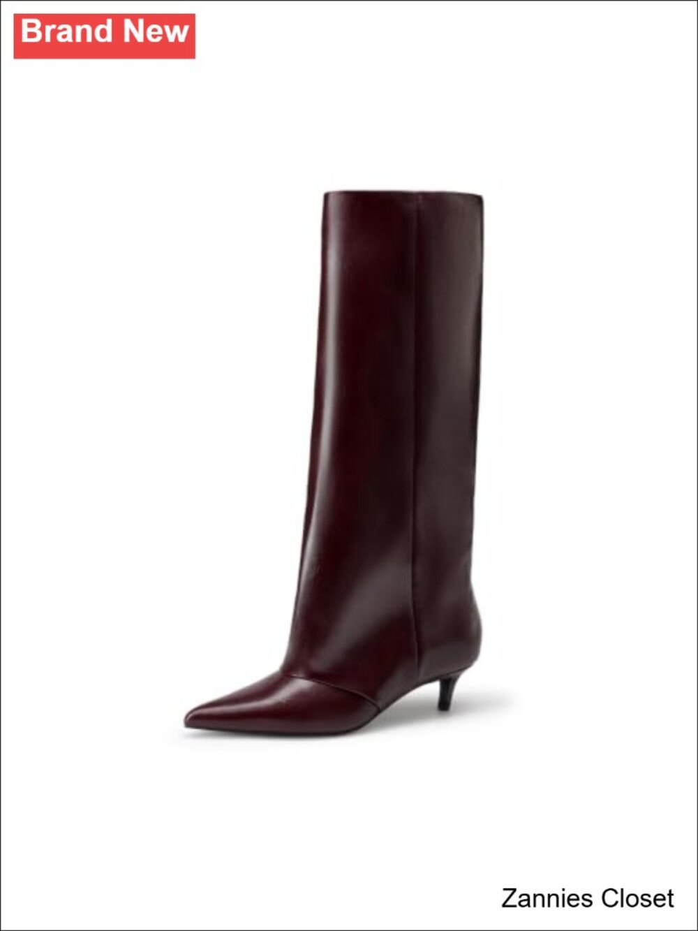 ✨ DREAM PAIRS Faux Leather Fold-Over Knee High Kitten Heel Boots Women